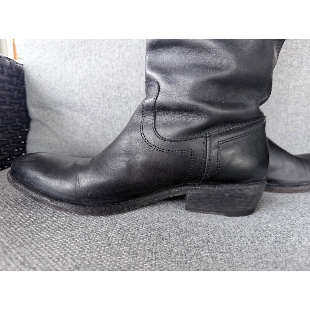 Womens 7 Frye Melissa Button Tall Black Leather Equestrian Western Riding Boots - Picture 10 of 11
